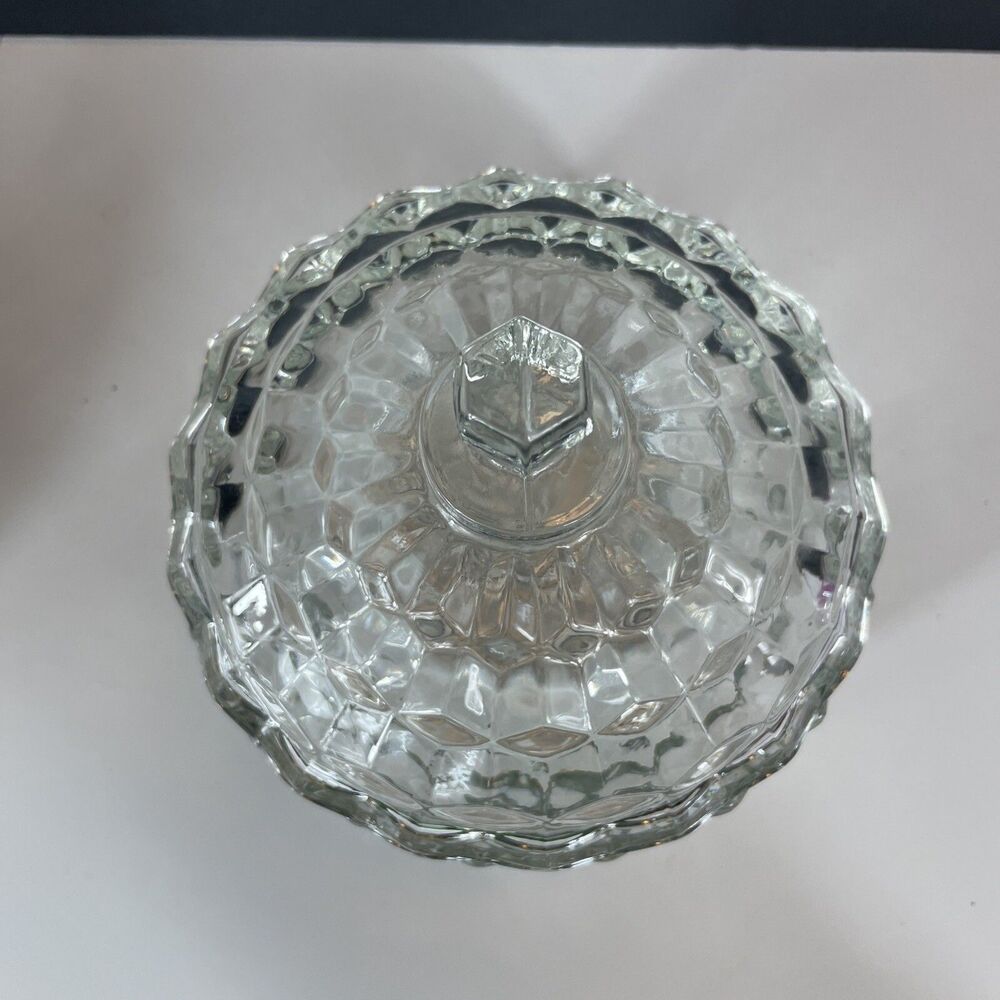 FOSTORIA AMERICAN CANDY DISH GLASS Crystal Lid Vintage Home Decor Gift - Picture 6 of 12